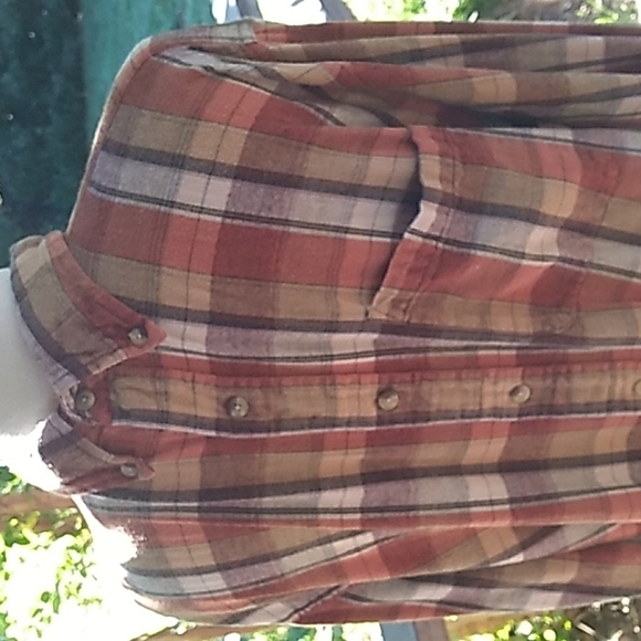 Vintage Ivy Crew XL tan brown flannel button down casual - Picture 2 of 3